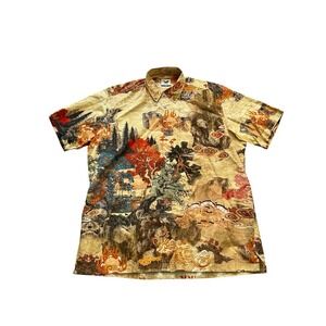 Yiume Japanese Landscape Hawaiian Shirt AOP Beach Resort Vacation, Size 4XL